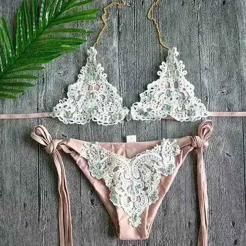 Jeweled Bikini Crochet Jewelry Bikini Set two pieces Swimsuit Crystal Femstylo