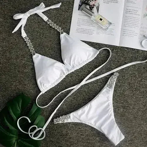 Jeweled Bikini Crochet Jewelry Bikini Set two pieces Swimsuit Crystal Femstylo