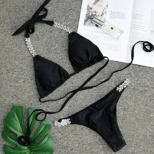 Jeweled Bikini Crochet Jewelry Bikini Set two pieces Swimsuit Crystal Femstylo