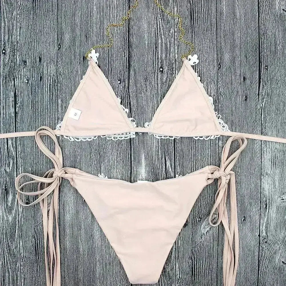 Jeweled Bikini Crochet Jewelry Bikini Set two pieces Swimsuit Crystal Femstylo