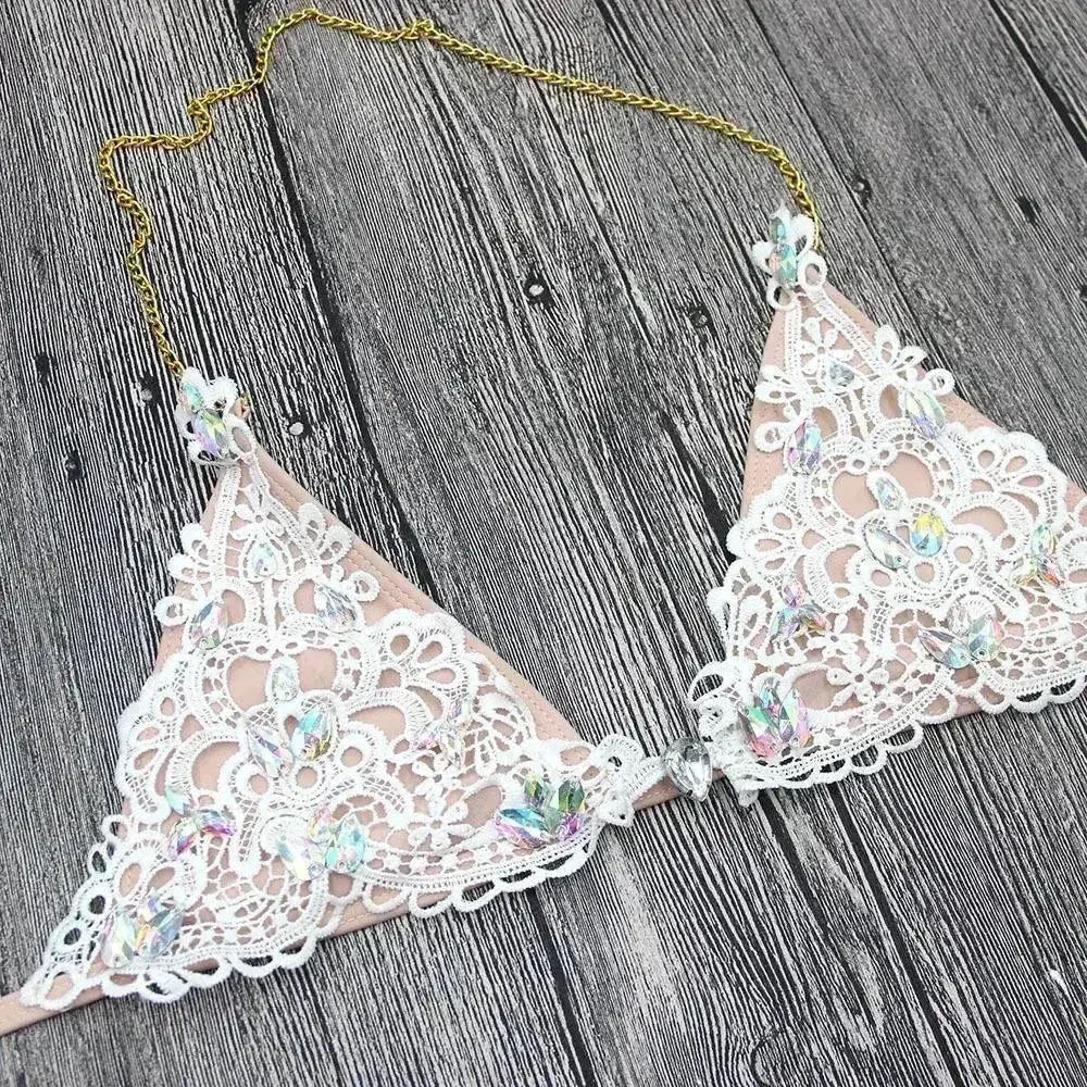 Jeweled Bikini Crochet Jewelry Bikini Set two pieces Swimsuit Crystal Femstylo