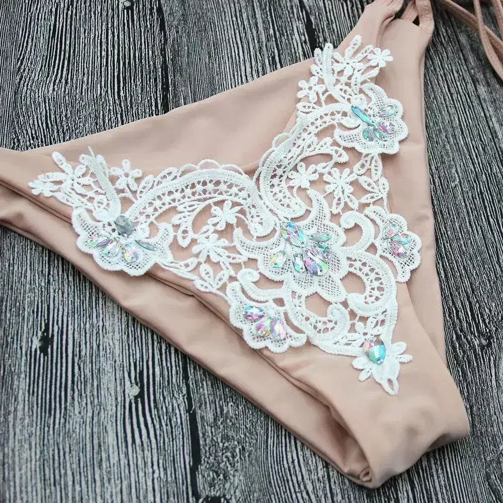 Jeweled Bikini Crochet Jewelry Bikini Set two pieces Swimsuit Crystal Femstylo