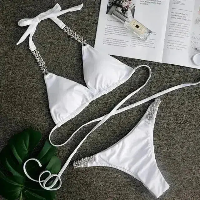 Sexy Crochet Jewelry Bikini Set two pieces Swimsuit female Lace Femstylo