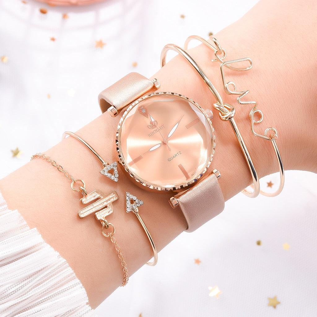 Elegant Style Fashion Womens Watch Luxury Leather Band Analog Quartz Wrist Watch Women Dress Leather Band Thin Minimalist Casual Simple Dress Analog Quartz Wristwatch Stevvex
