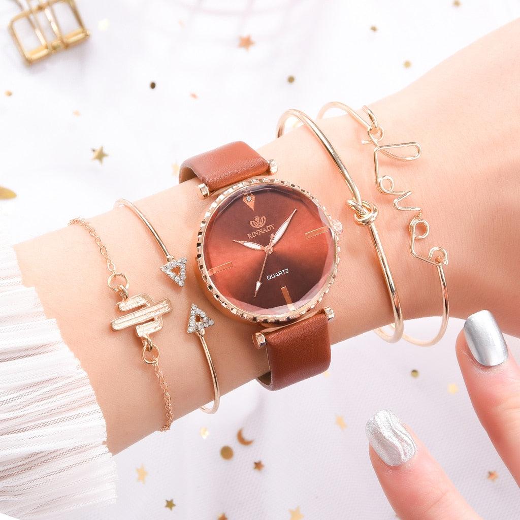 Elegant Style Fashion Womens Watch Luxury Leather Band Analog Quartz Wrist Watch Women Dress Leather Band Thin Minimalist Casual Simple Dress Analog Quartz Wristwatch Stevvex