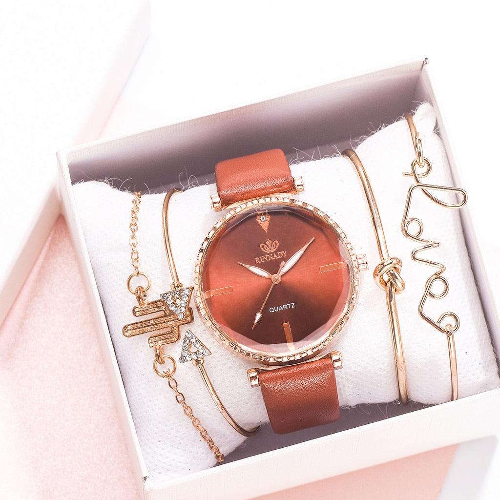 Elegant Style Fashion Womens Watch Luxury Leather Band Analog Quartz Wrist Watch Women Dress Leather Band Thin Minimalist Casual Simple Dress Analog Quartz Wristwatch Stevvex