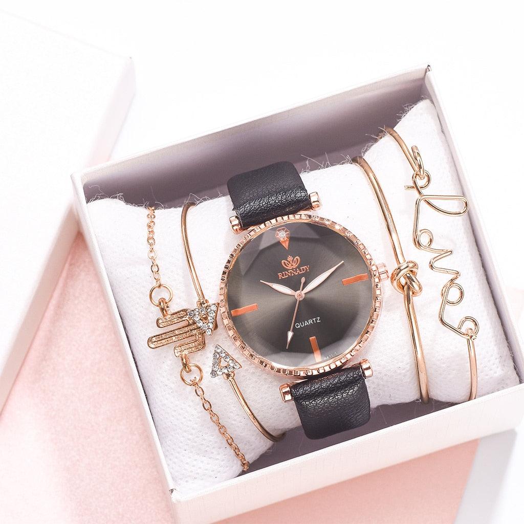 Elegant Style Fashion Womens Watch Luxury Leather Band Analog Quartz Wrist Watch Women Dress Leather Band Thin Minimalist Casual Simple Dress Analog Quartz Wristwatch Stevvex