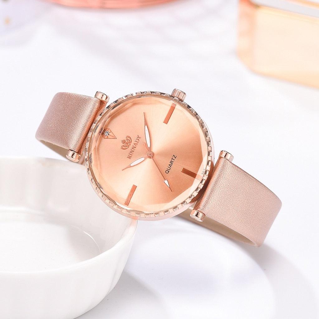 Elegant Style Fashion Womens Watch Luxury Leather Band Analog Quartz Wrist Watch Women Dress Leather Band Thin Minimalist Casual Simple Dress Analog Quartz Wristwatch Stevvex