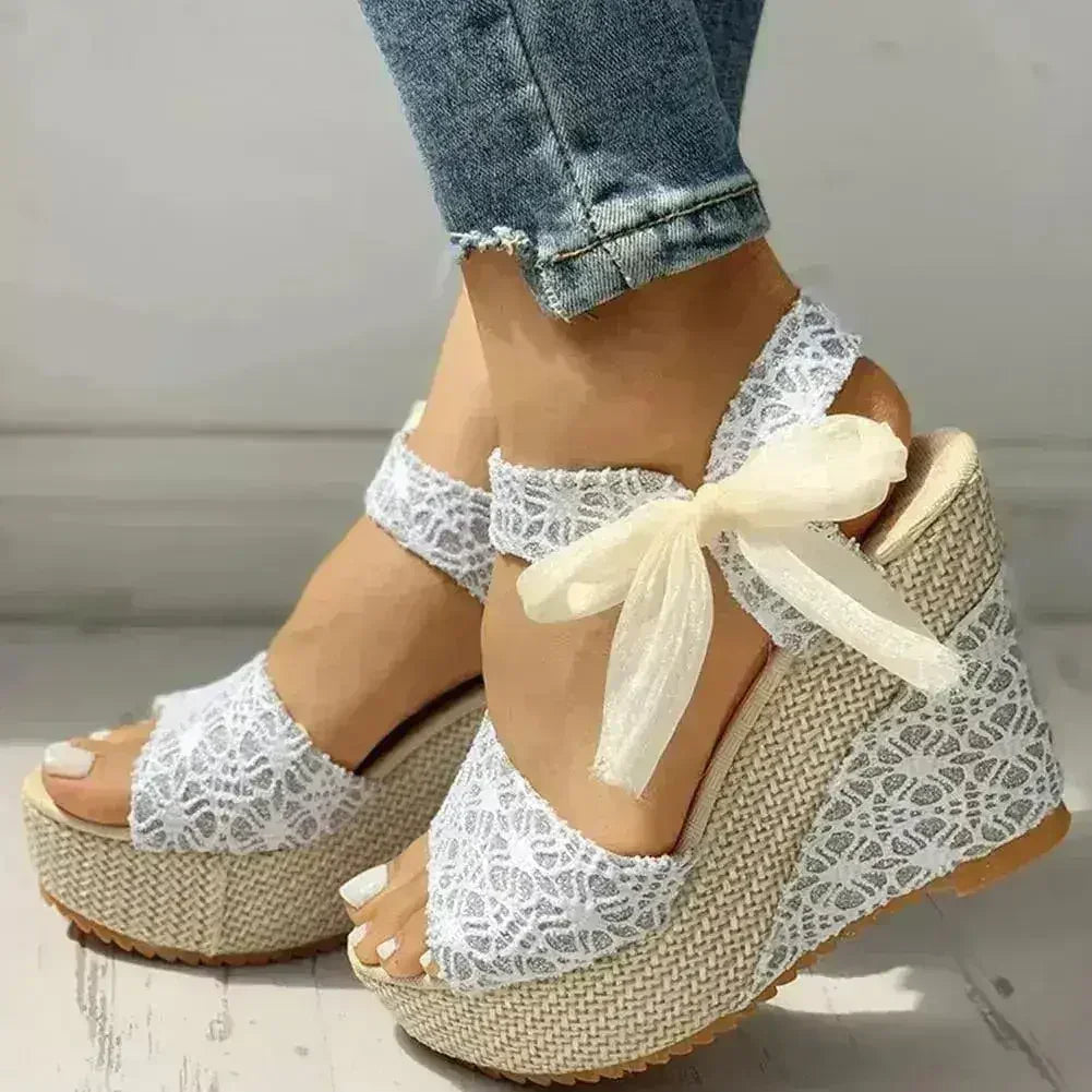 INS hot lace Leisure Women Wedges heeled women Shoes 2021Summer Femstylo