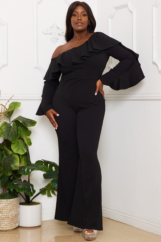 Reign Ruffle One Shoulder Plus Size Jumpsuit Blaire Shops