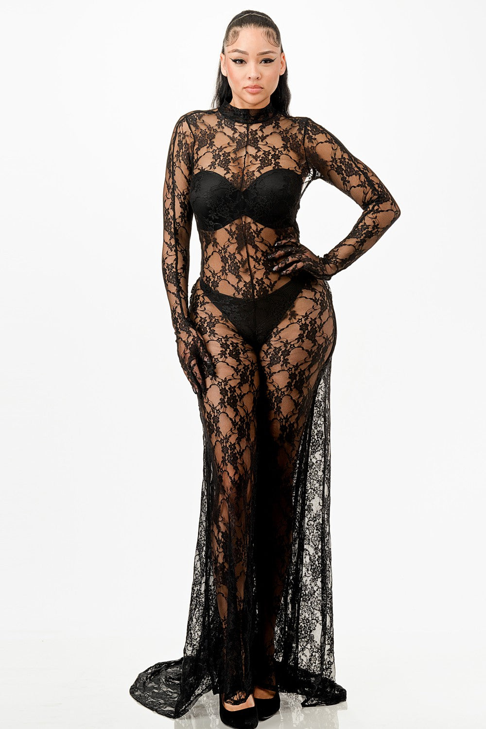 Sexy Lace Part Jumpsuit Maxi Dress S&E Retail Expo