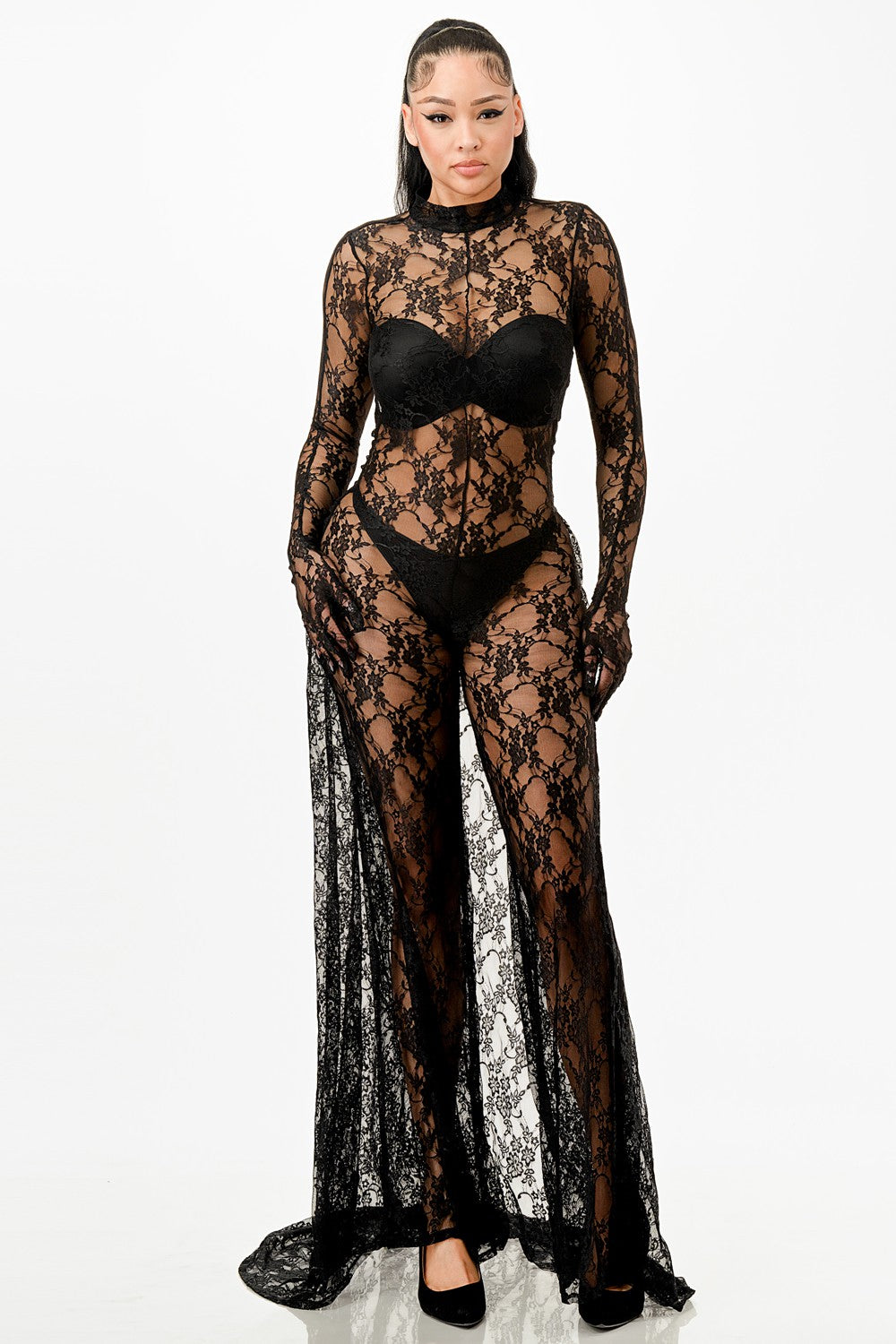 Sexy Lace Part Jumpsuit Maxi Dress S&E Retail Expo