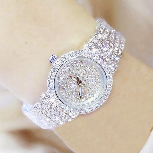 Shiny Women Watches Luxury Small Dial Rose Gold Watches Ladies Stainless Steel Iced Out Watch With Quartz Movement Crystal Rhinestone Diamond Watches For Women Stainless Steel Elegant Women Wristwatch Stevvex