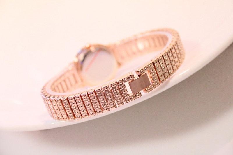 Shiny Women Watches Luxury Small Dial Rose Gold Watches Ladies Stainless Steel Iced Out Watch With Quartz Movement Crystal Rhinestone Diamond Watches For Women Stainless Steel Elegant Women Wristwatch Stevvex