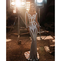 Silver Sequined Sprinkled Gold Banquet Evening Dress Royalessencelux