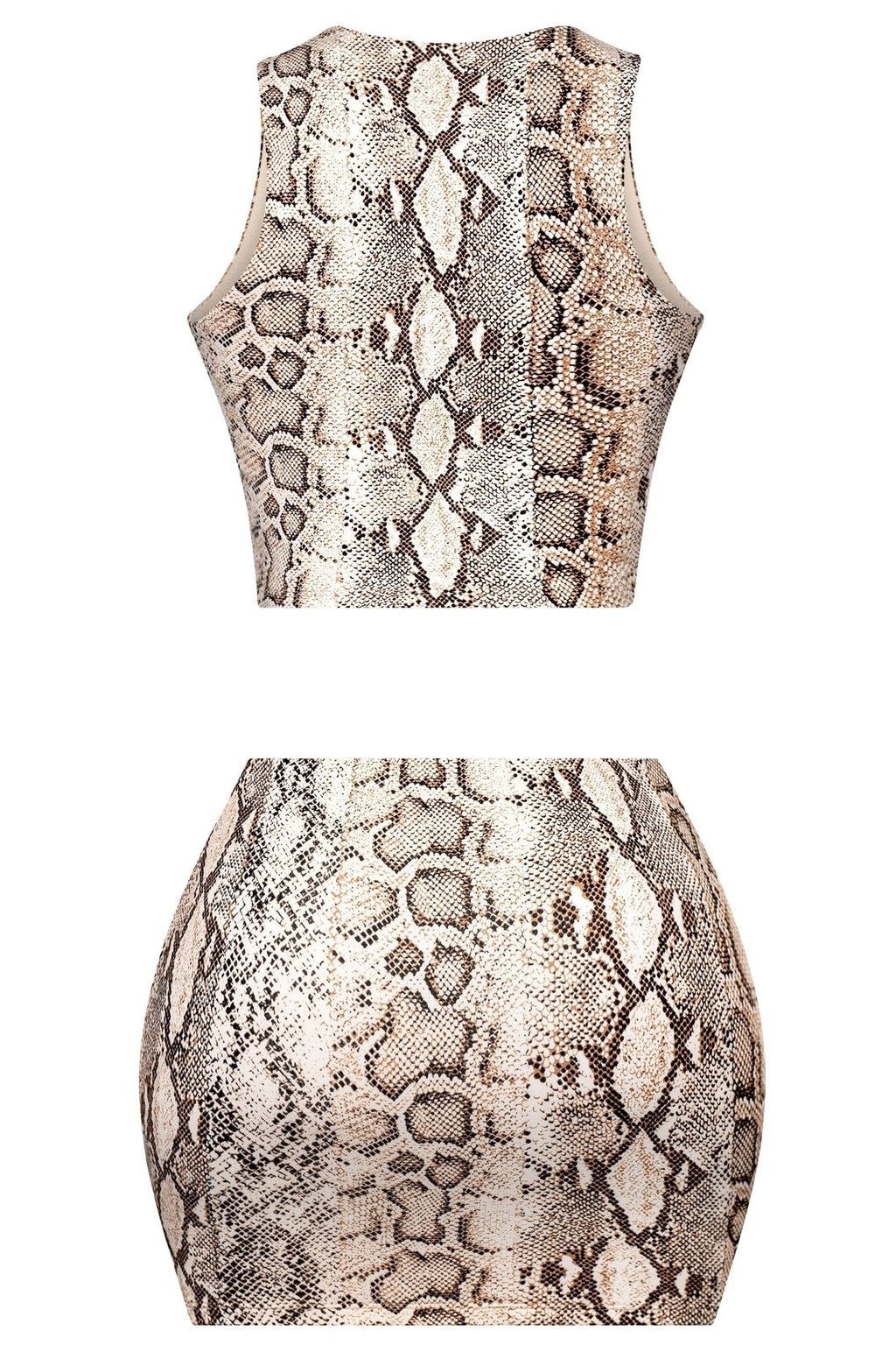 Snake Print Matching Set – Crop Top & Low Rise Mini Skirt for Women Blaire Shops