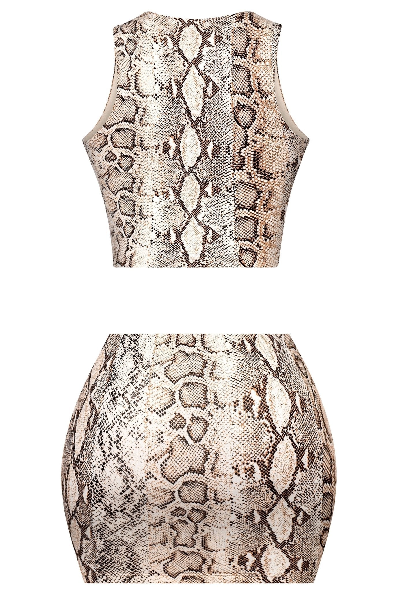 Snake Print Matching Set – Crop Top & Low Rise Mini Skirt for Women Blaire Shops