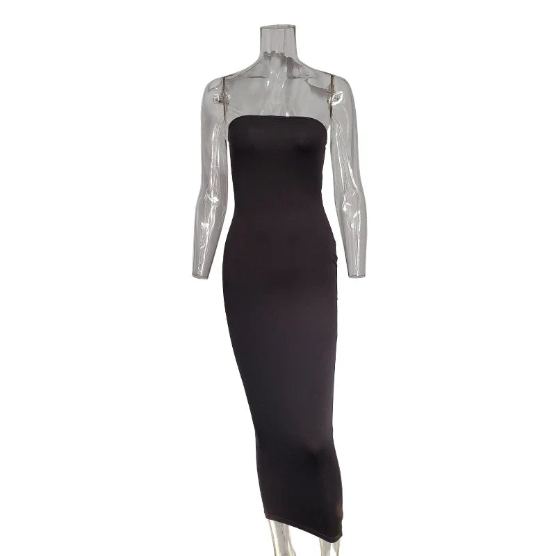 summer women's sexy sleeveless chest wrapped Long Beach Dress nowadaysfashion