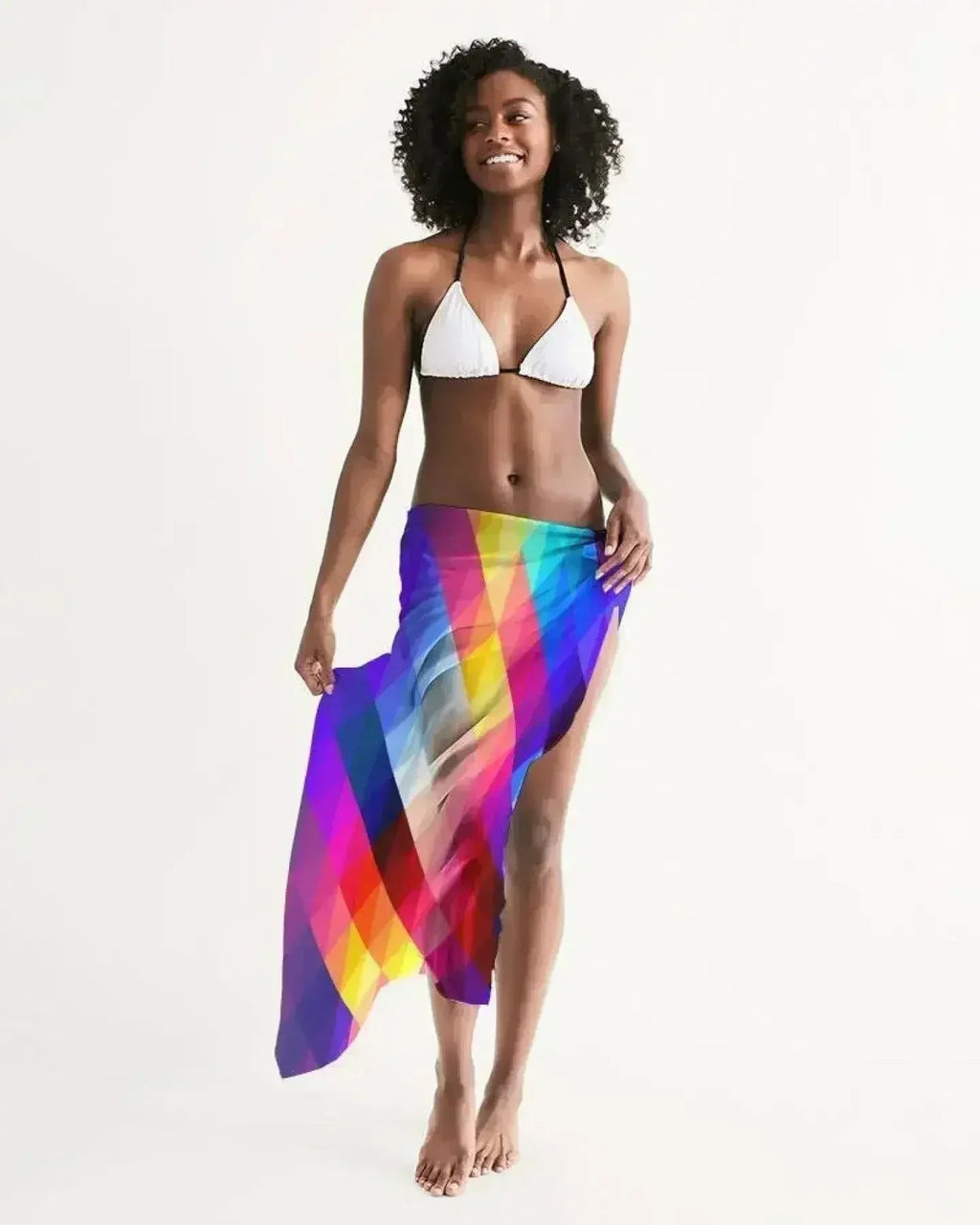 Sheer Sarong Swimsuit Cover Up Wrap / Red Block Multicolor Femstylo