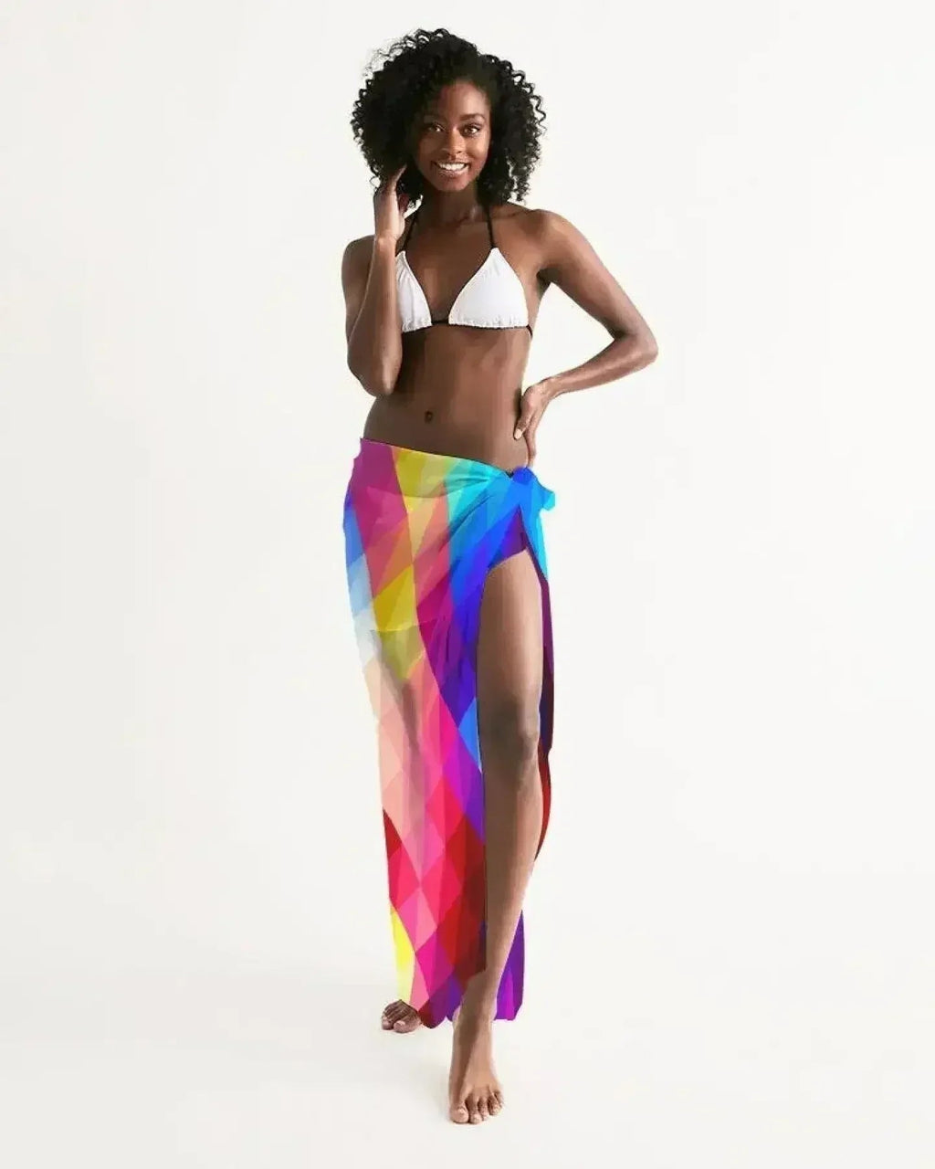 Sheer Sarong Swimsuit Cover Up Wrap / Red Block Multicolor Femstylo