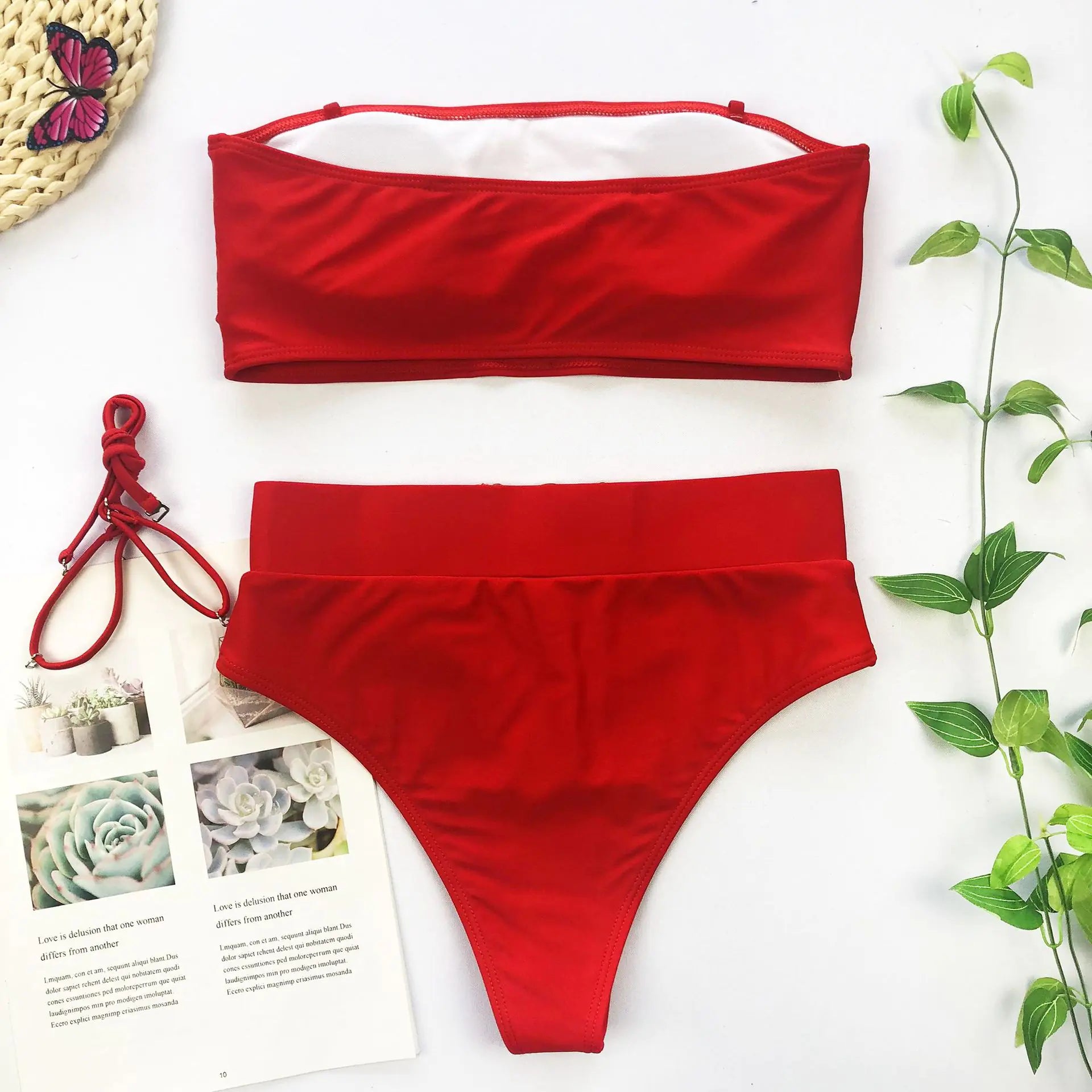 Chic Metal Buckle Strapless Bikini Swimsuit for Women Trendy Attic Store01