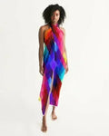 Sheer Sarong Swimsuit Cover Up Wrap / Red Block Multicolor Femstylo