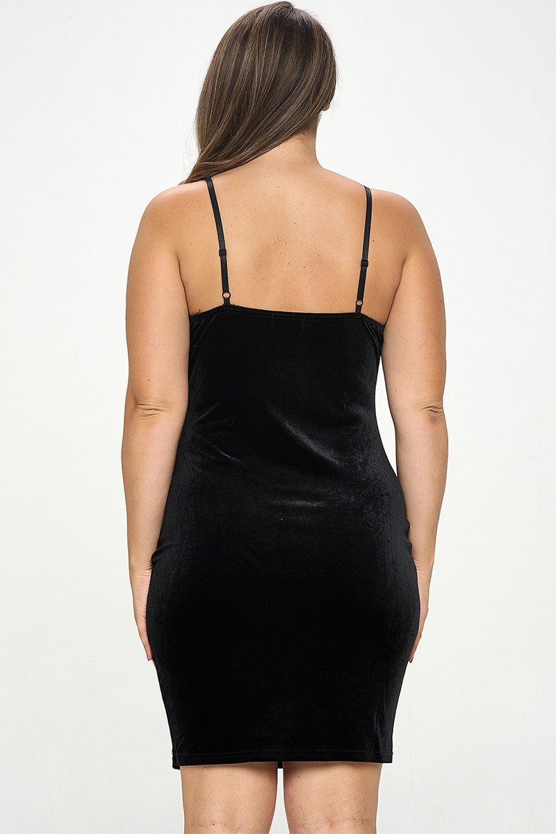 Velours Mini Feather Trim Lush Plus Size Mini Dress Blaire Shops