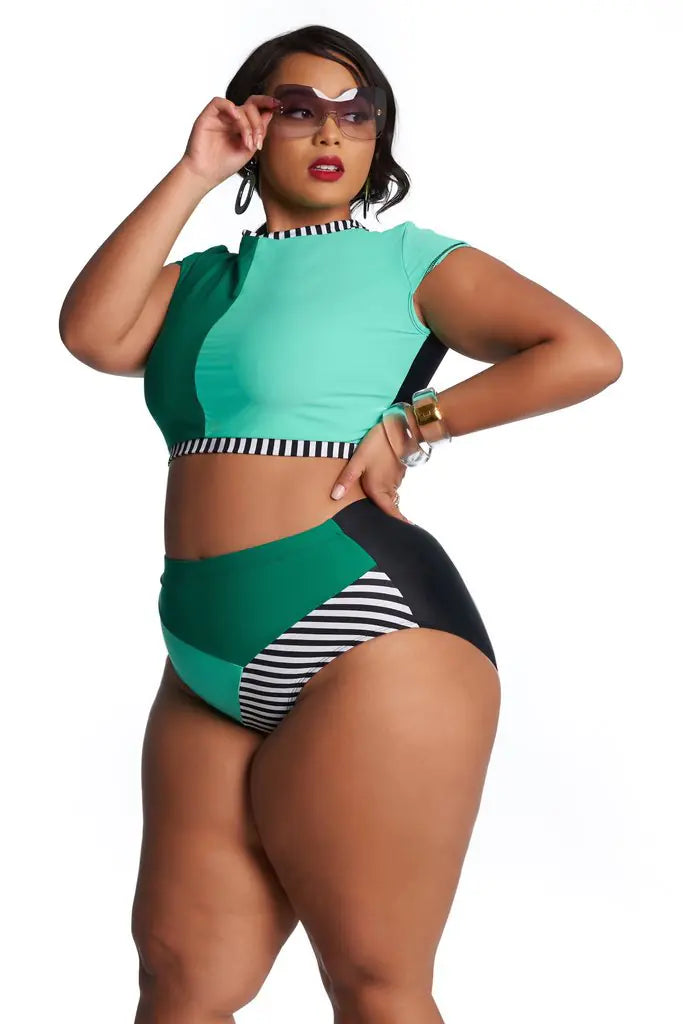 Plus Size Women's High Waisted Bikini Swimwear Trendy Attic Store01