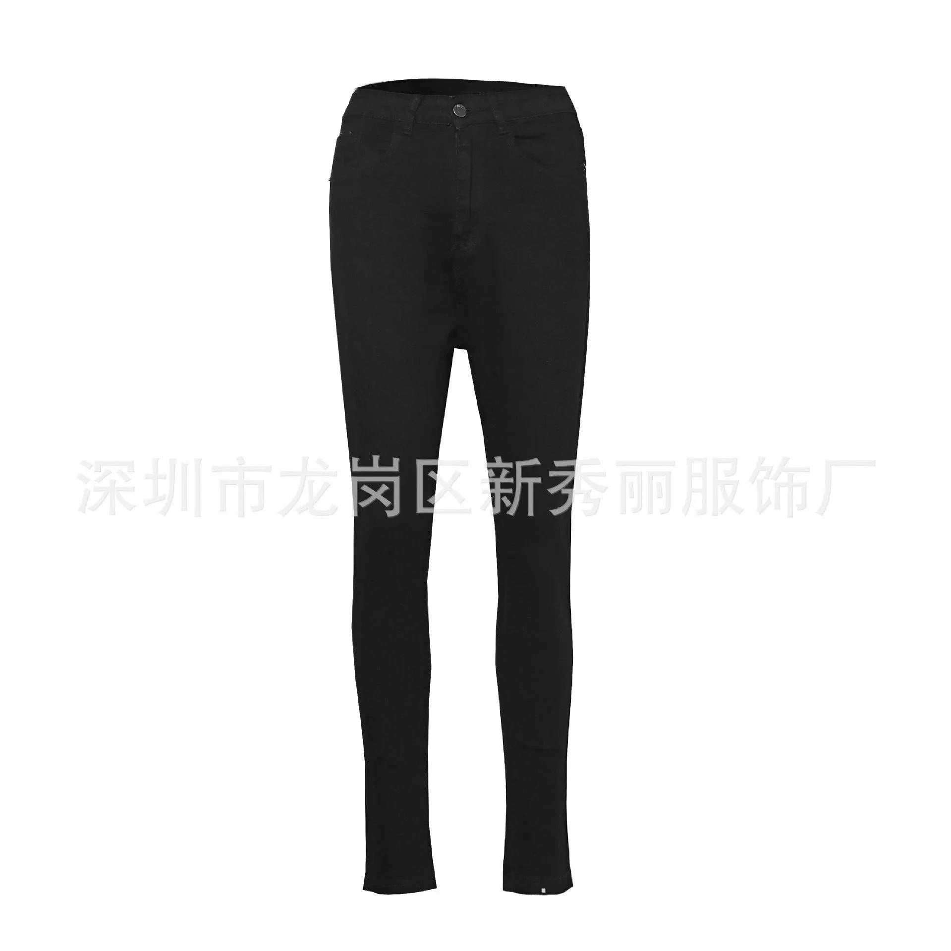 Women High Waist Stretch Hip Lift Denim Skinny Pants Jeans Full Length Sexy Slim Bleachded Solid Color Pants MANDOTOS