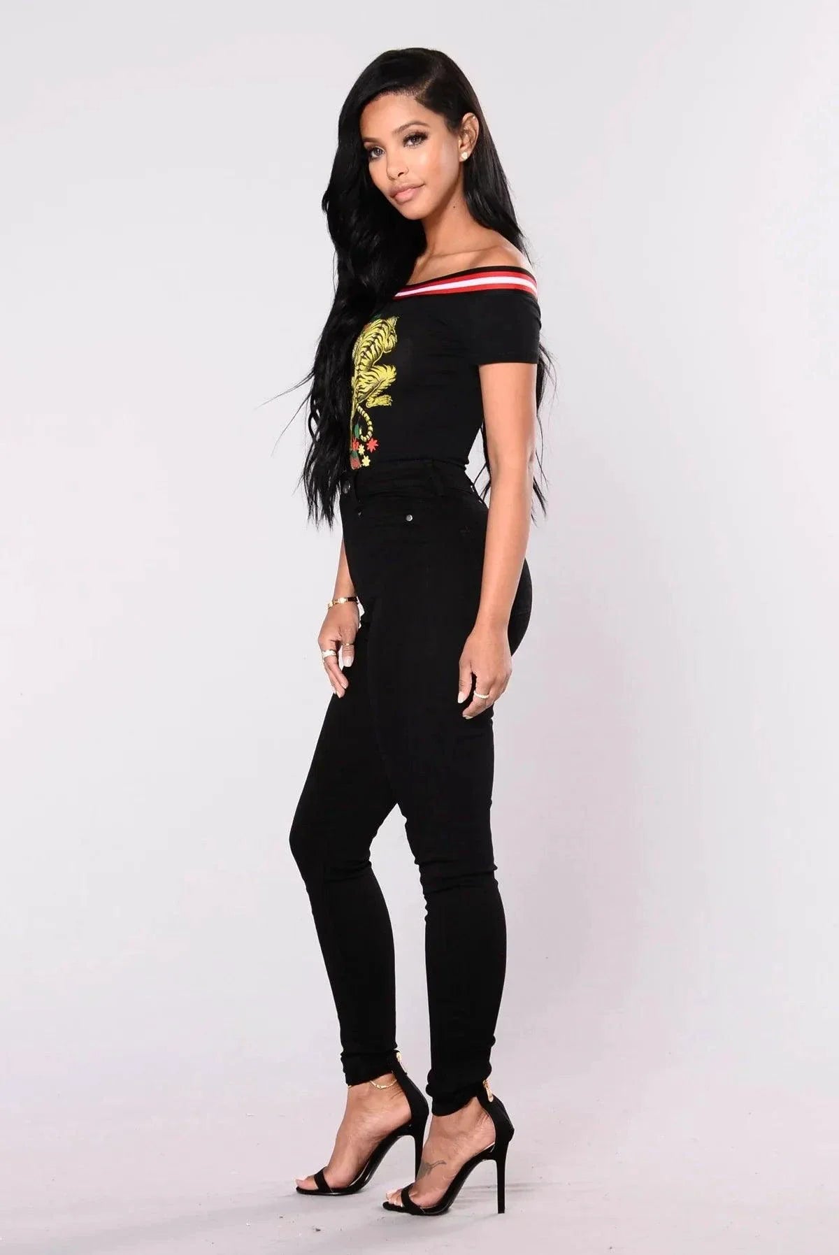 Women High Waist Stretch Hip Lift Denim Skinny Pants Jeans Full Length Sexy Slim Bleachded Solid Color Pants MANDOTOS