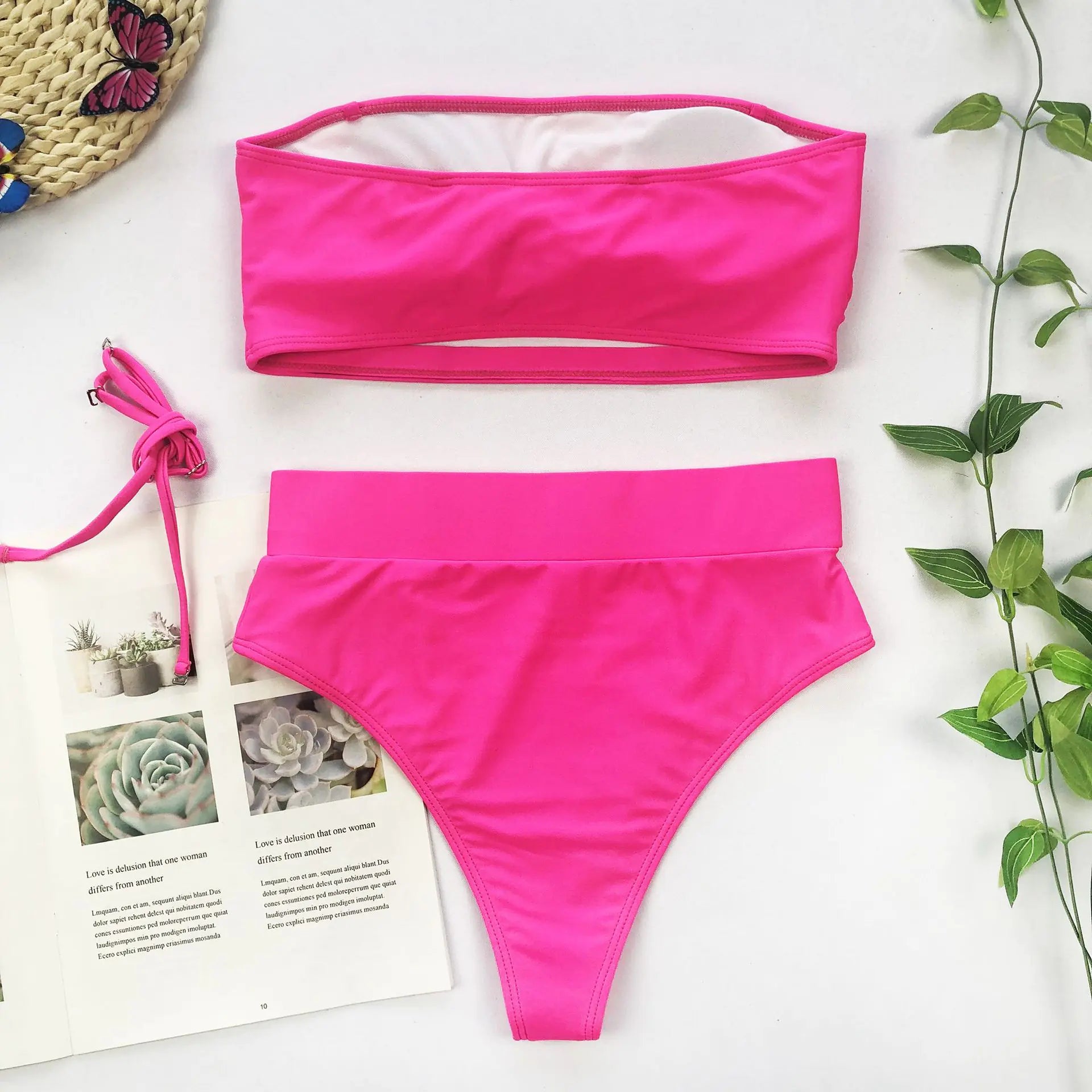 Chic Metal Buckle Strapless Bikini Swimsuit for Women Trendy Attic Store01