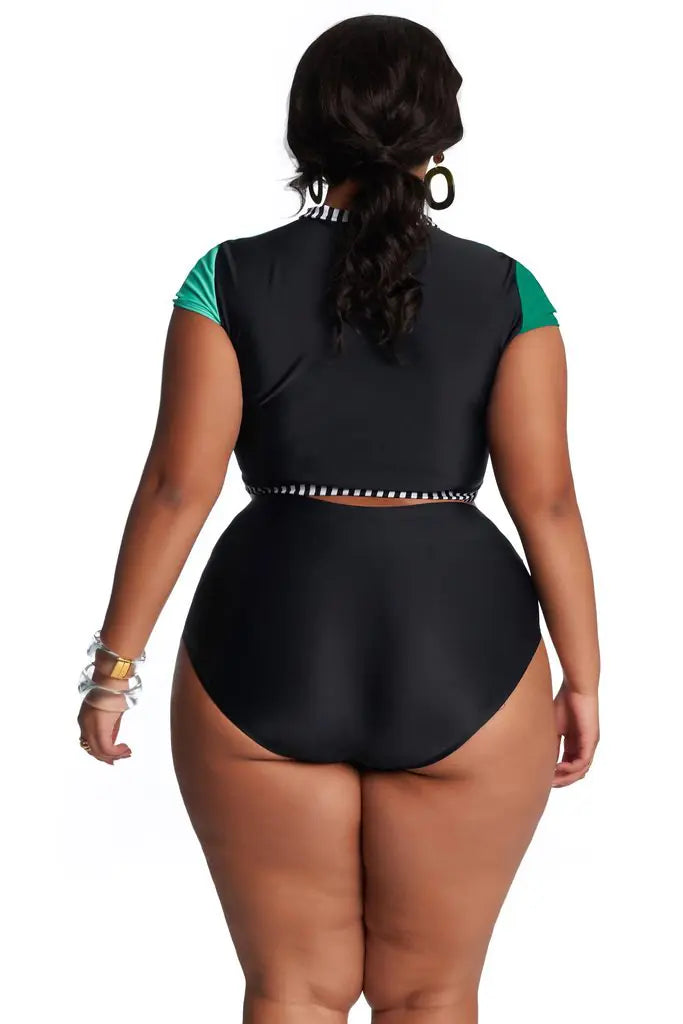 Plus Size Women's High Waisted Bikini Swimwear Trendy Attic Store01